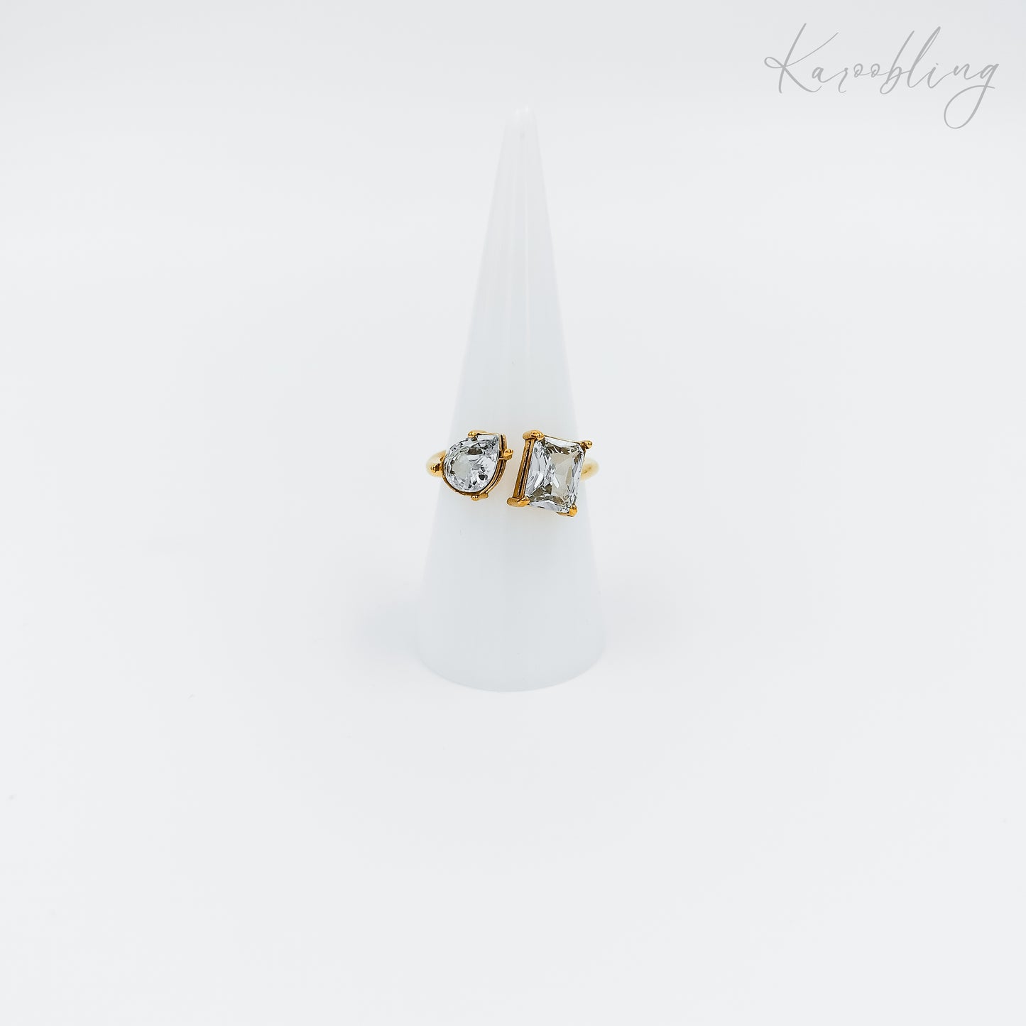 gold plated toi et moi cubic zirconia ring (water & tarnish proof)