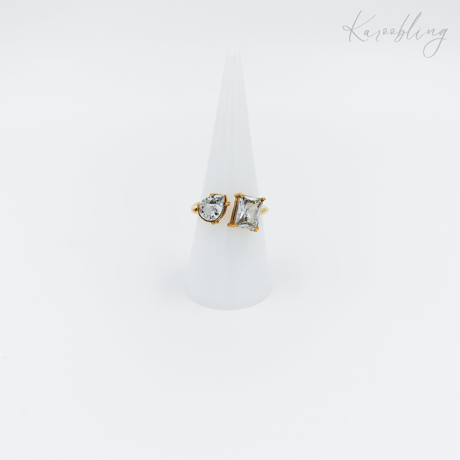 gold plated toi et moi cubic zirconia ring (water & tarnish proof)