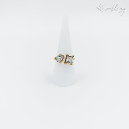 gold plated toi et moi cubic zirconia ring (water & tarnish proof)