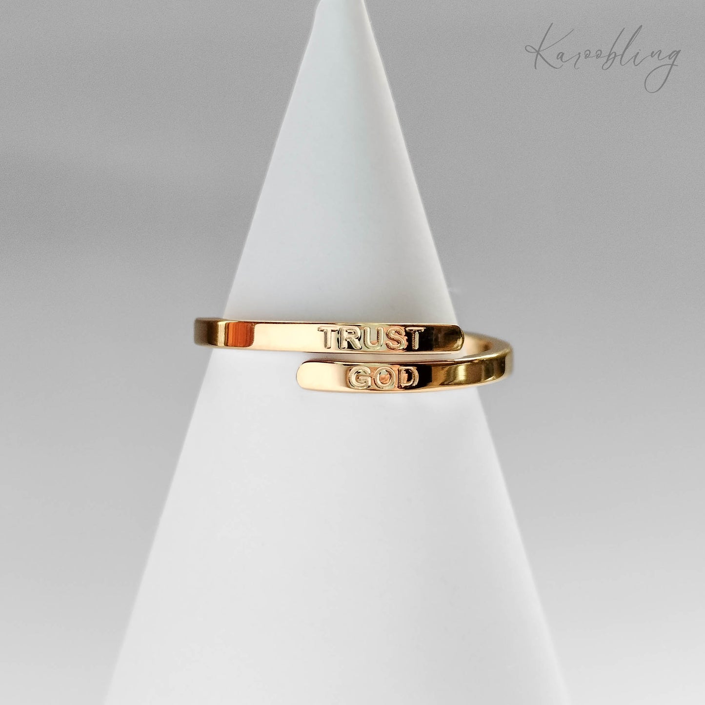  Gold Plated Trust God Ring- close up