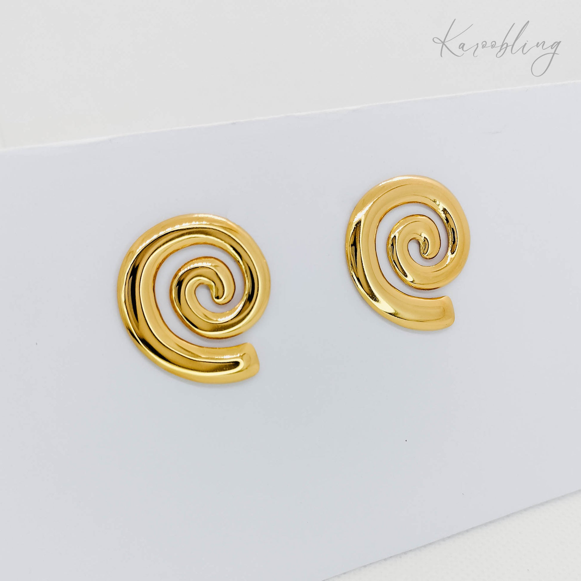 gold spiral stud earrings (water & tarnish proof)