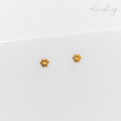 gold tiny paw print stud earrings (water & tarnish proof)