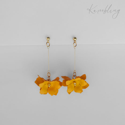 Gold & Yellow Dangling Blossom Earrings