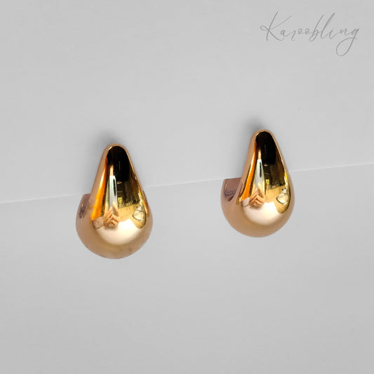 Gold Chunky Teardrop Stud Earrings