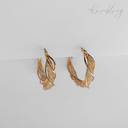 Gold Dazzling Twisted Hoop Earrings