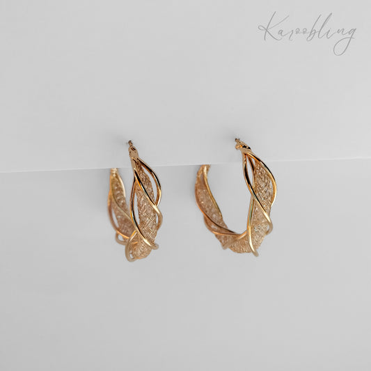 Gold Dazzling Twisted Hoop Earrings