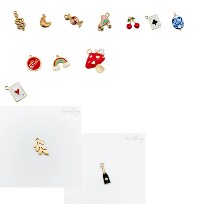 Gold Plated Blue & White Porcelain Bead Charm