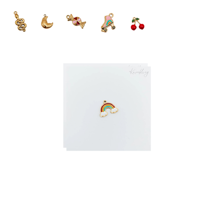 Gold Plated Delft Tulip Porcelain Oval Charm