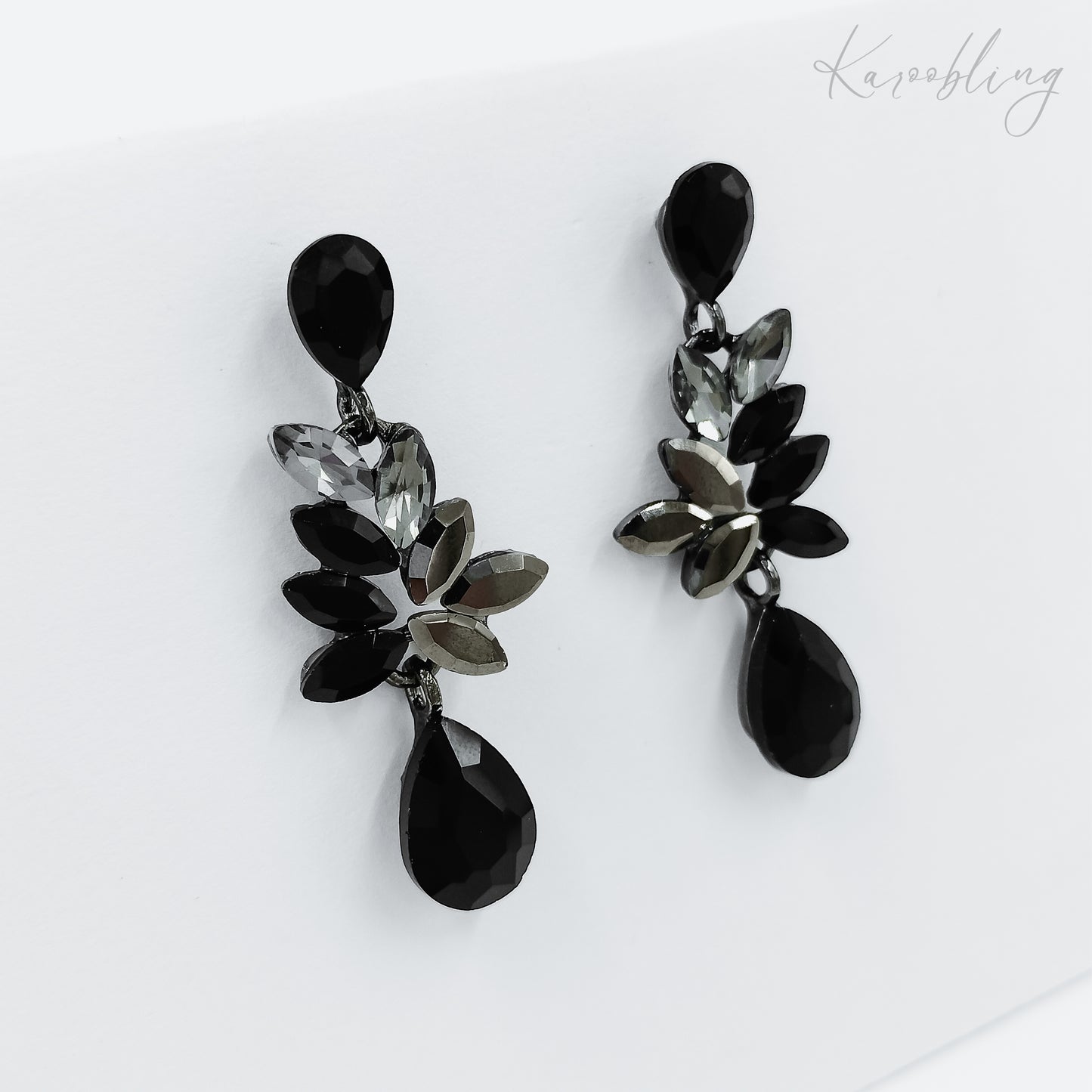 gunmetal plated diamante earrings