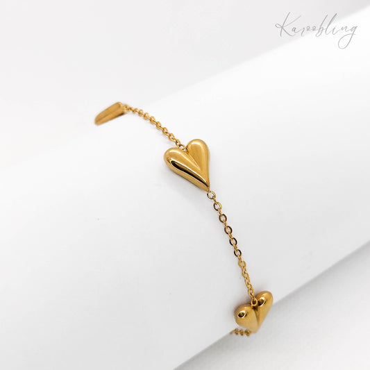 heart charm bracelet 18k gold plated (water & tarnish proof)