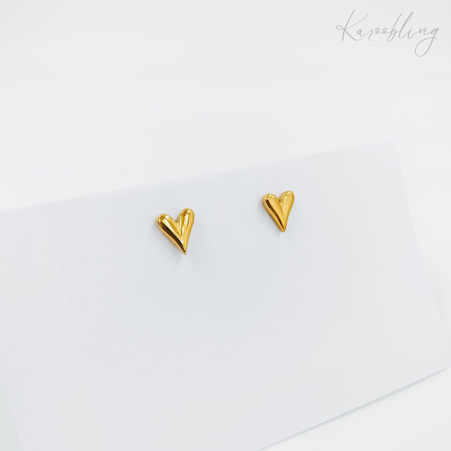 heart stud earrings gold plated (water & tarnish proof)