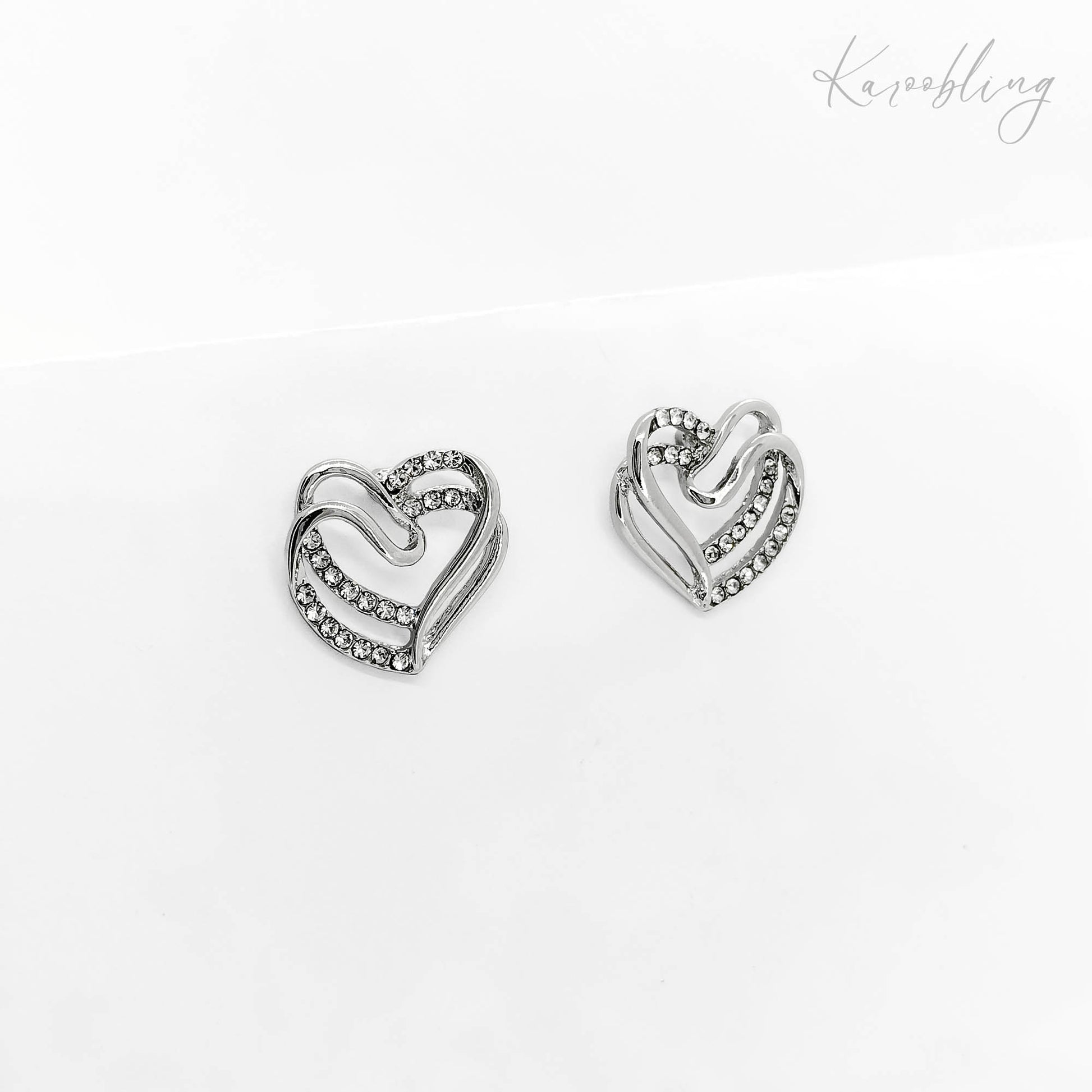 heart stud earrings silver water & tarnish proof