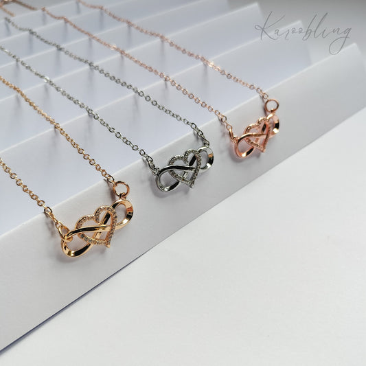 Gold, Silver & Rose Gold Heartfelt Infinity Necklace