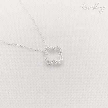 hollow clover pendant necklace sterling silver