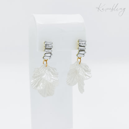 ivory petal diamante drop earrings gold plated (bridal & formal)