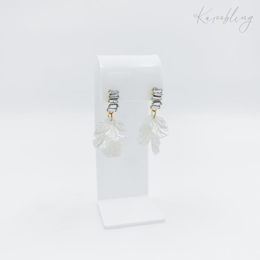 ivory petal gold plated diamante drop earrings (bridal & formal)