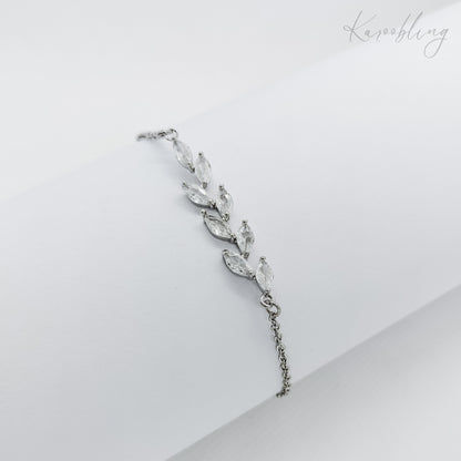 leaf adjustable bracelet silver plated