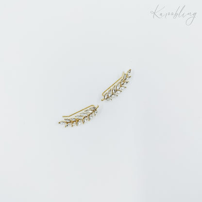 leaf gold plated cuff earrings