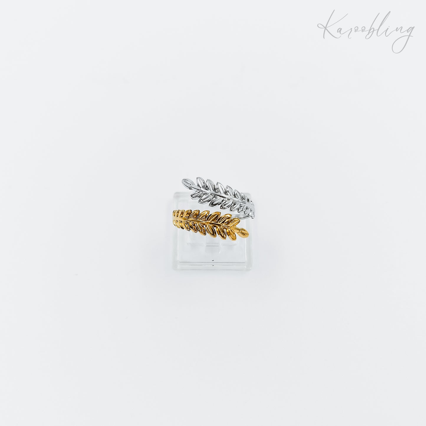 leaf mixed metal ring (water & tarnish proof)