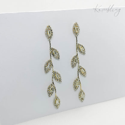 leaf statement earrings gold plated