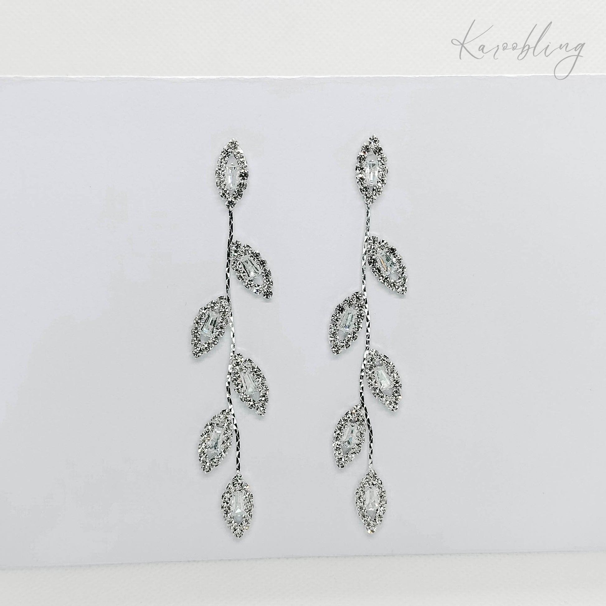 leaf statement earrings silver plated