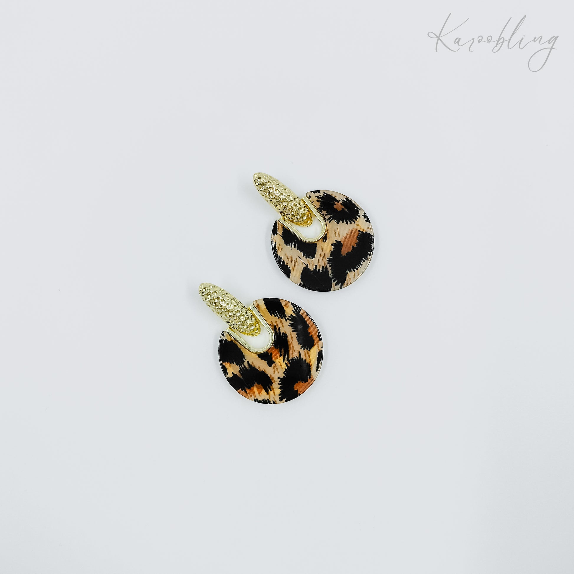 leopard print statement earrings gold plated