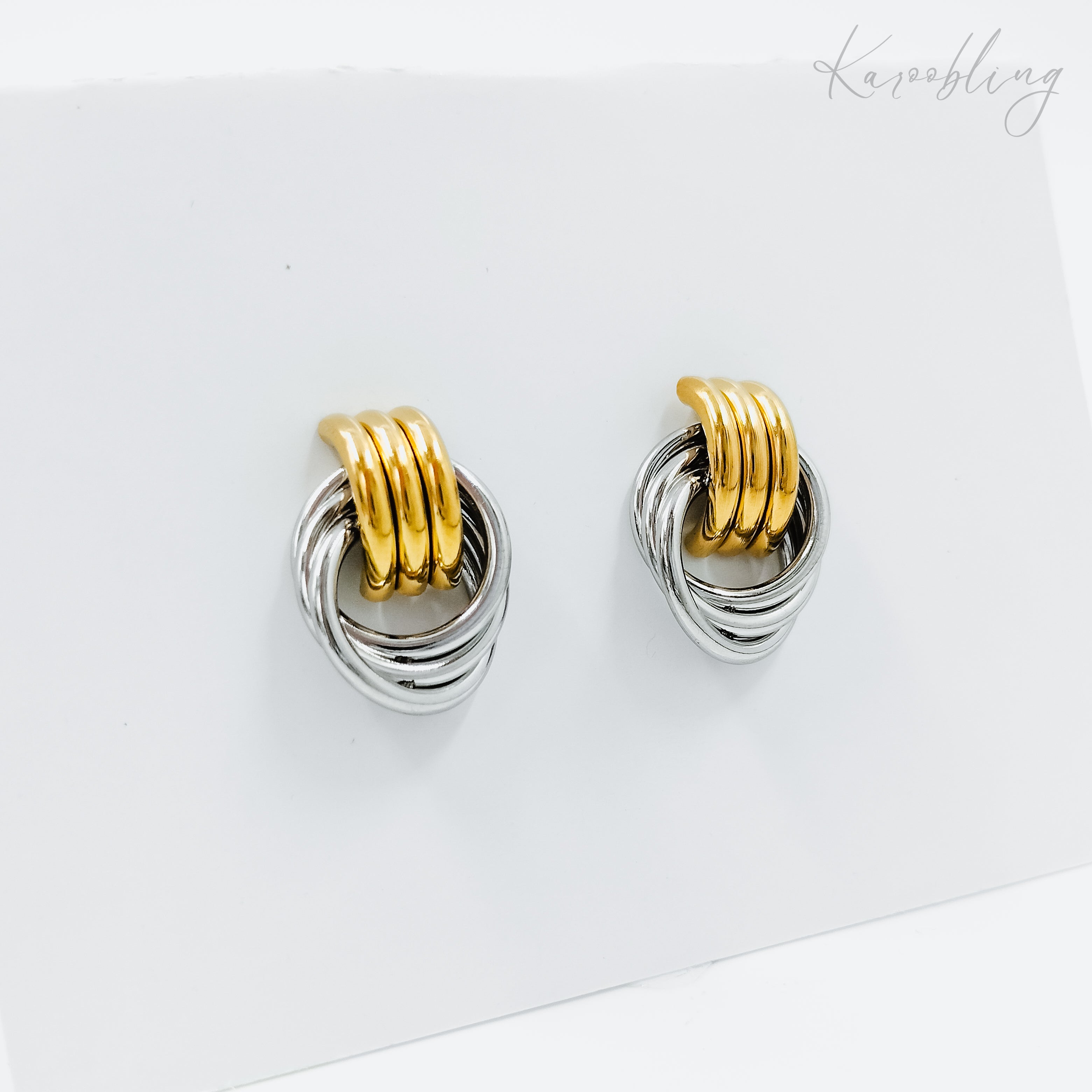 Mixed Metal Interlocking Hoop Earrings Karoobling Jewelry Water ...