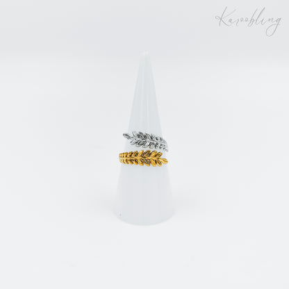 mixed metal leaf ring (water & tarnish proof)