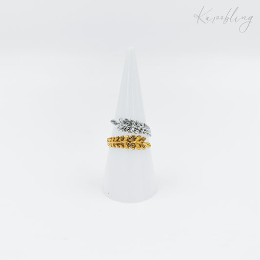 mixed metal leaf ring (water & tarnish proof)