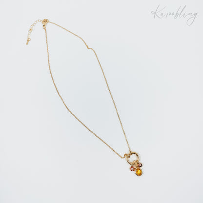 multi-charm gold plated rhinestone necklace, fashion jewellery