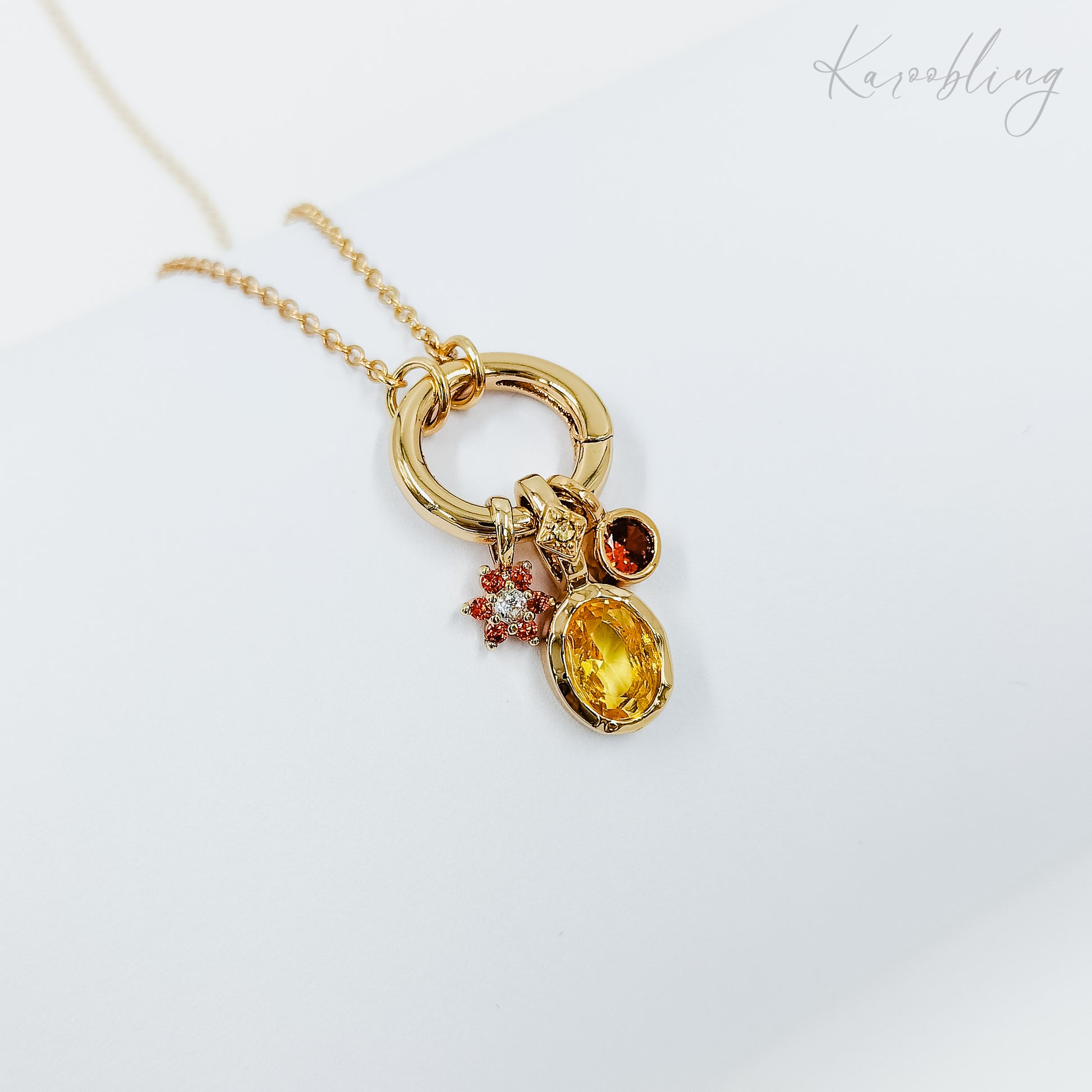 multi-charm rhinestone necklace gold plated, fashion jewellery