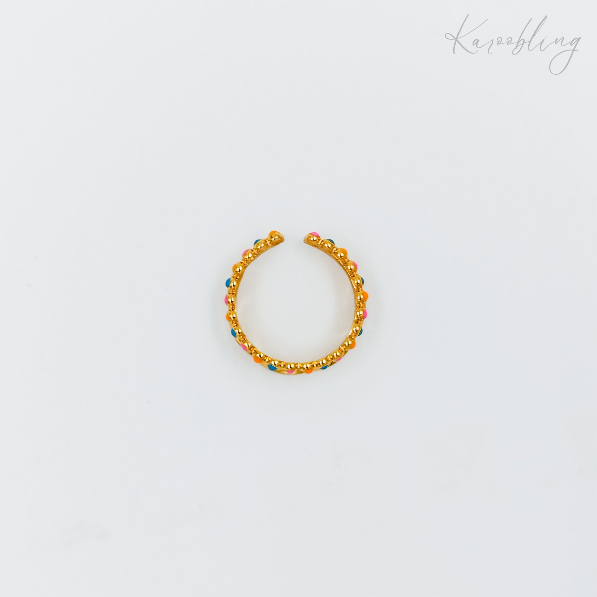 multi-colour bead ring gold plated (water & tarnish proof)
