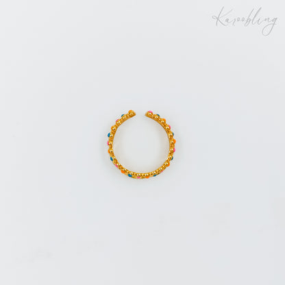 multi-colour bead ring gold plated (water & tarnish proof)