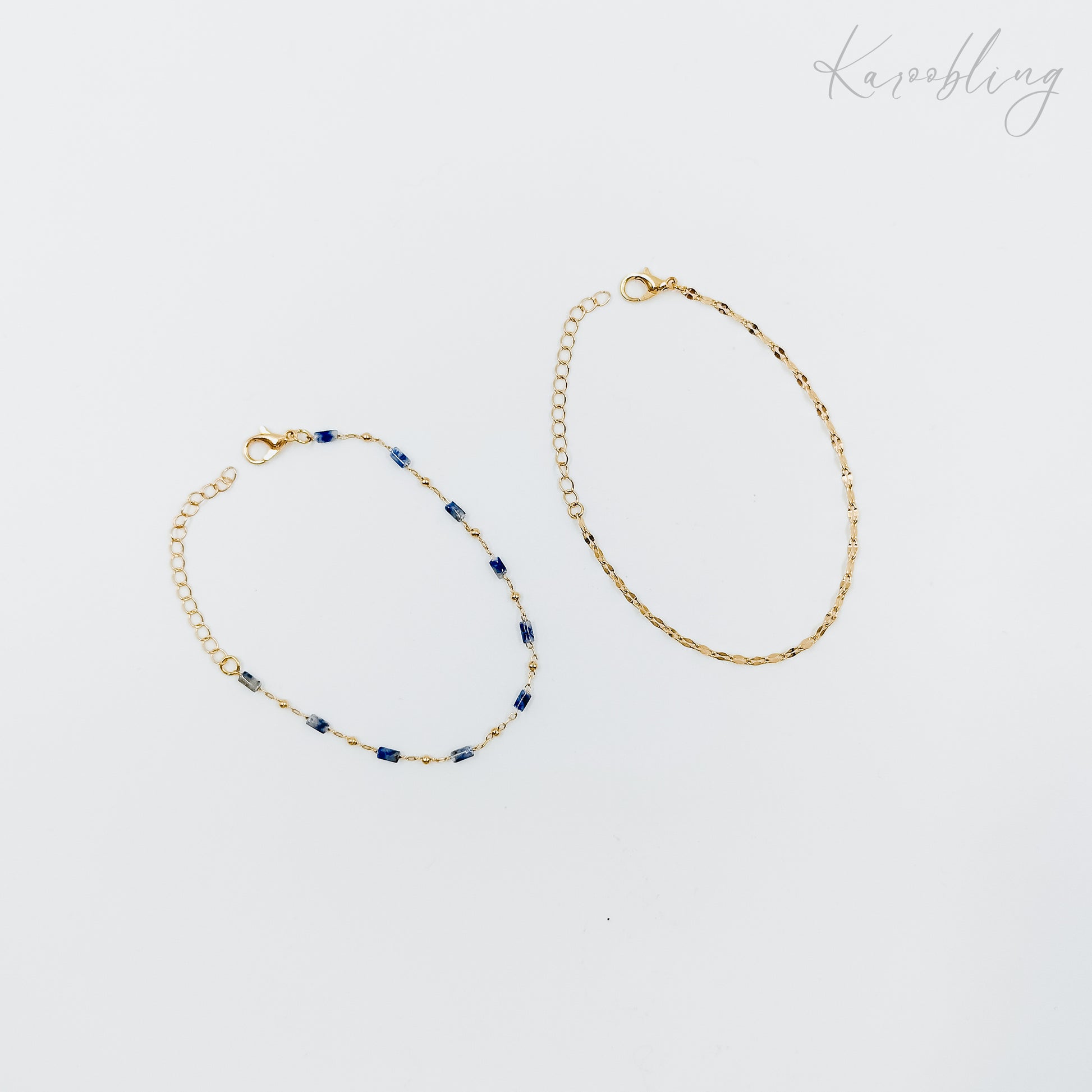 natural stone gold plated bead bracelet set