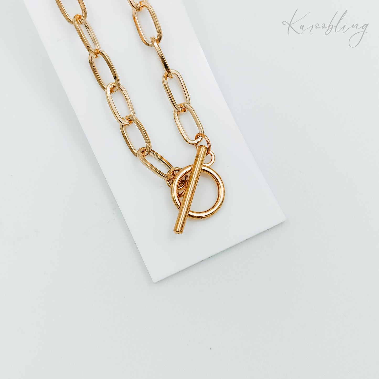 ot gold plated paperclip chain necklace (fashion jewelry)