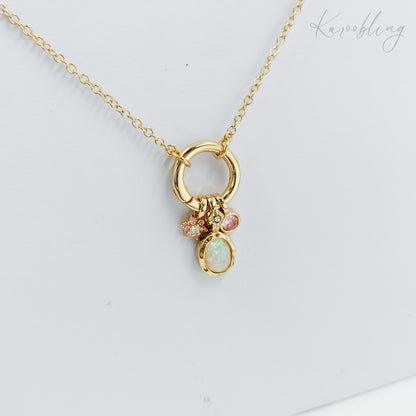 opal charm necklace gold plated, fashion jewellery
