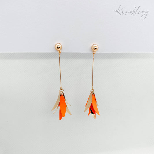 Orange Graceful Bloom Dangle Earrings