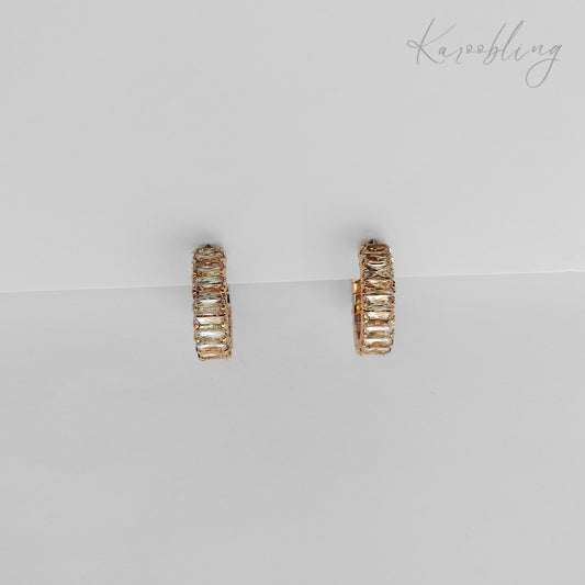 Paved Hoop Earrings - Gold Plated