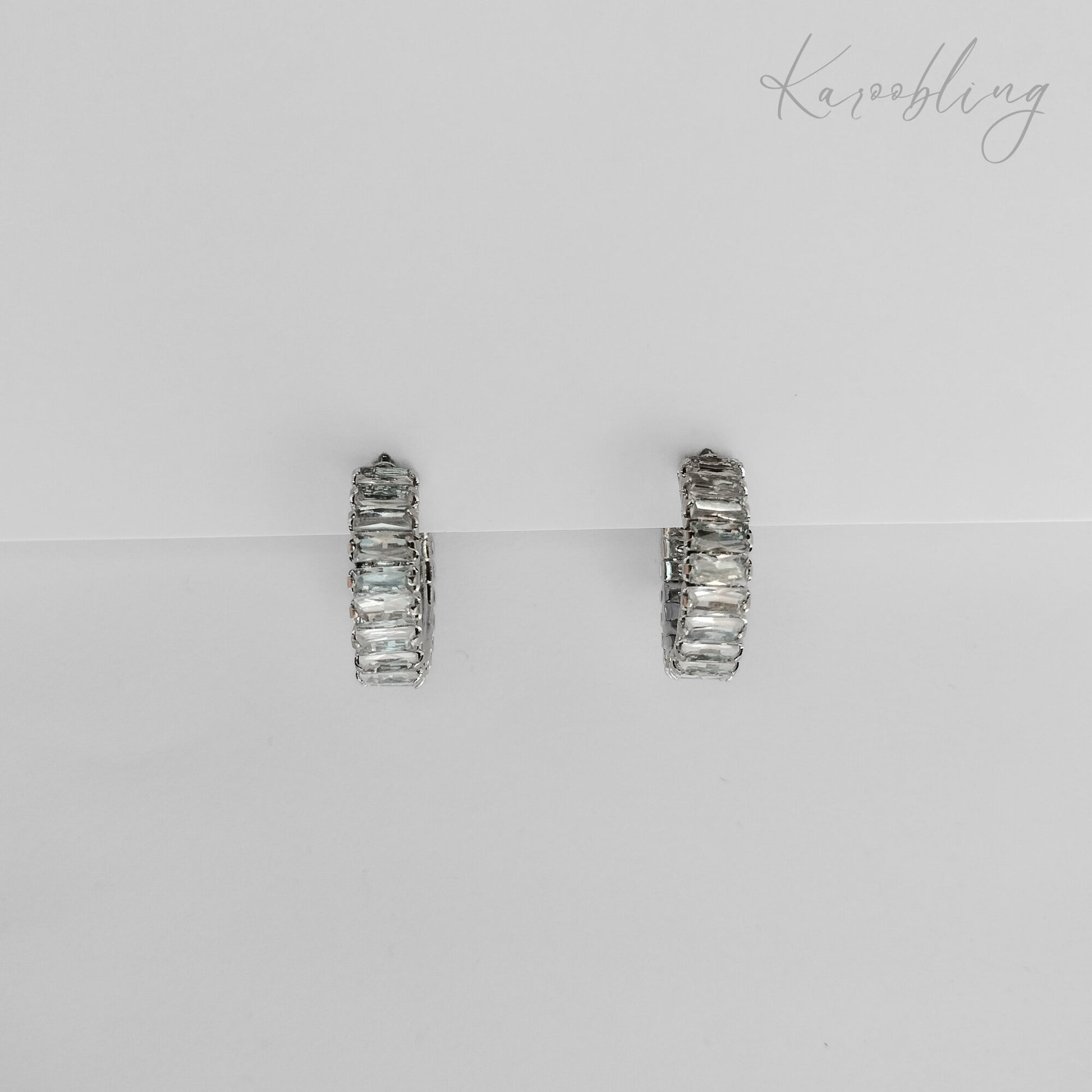 Paved Hoop Earrings - Silver