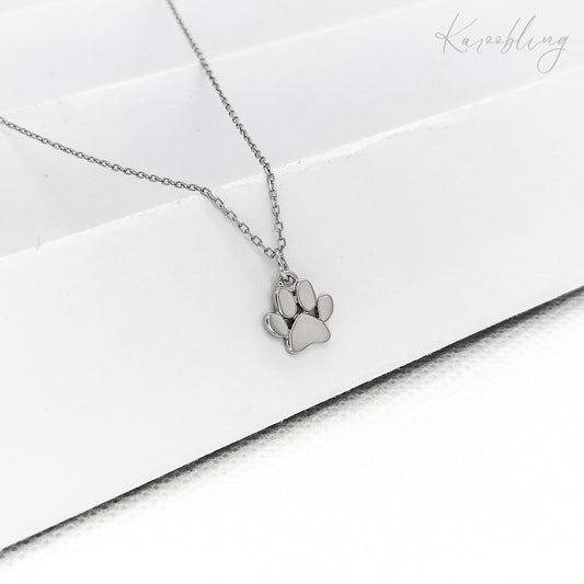 Sterling Silver Paw Print Pendant Necklace