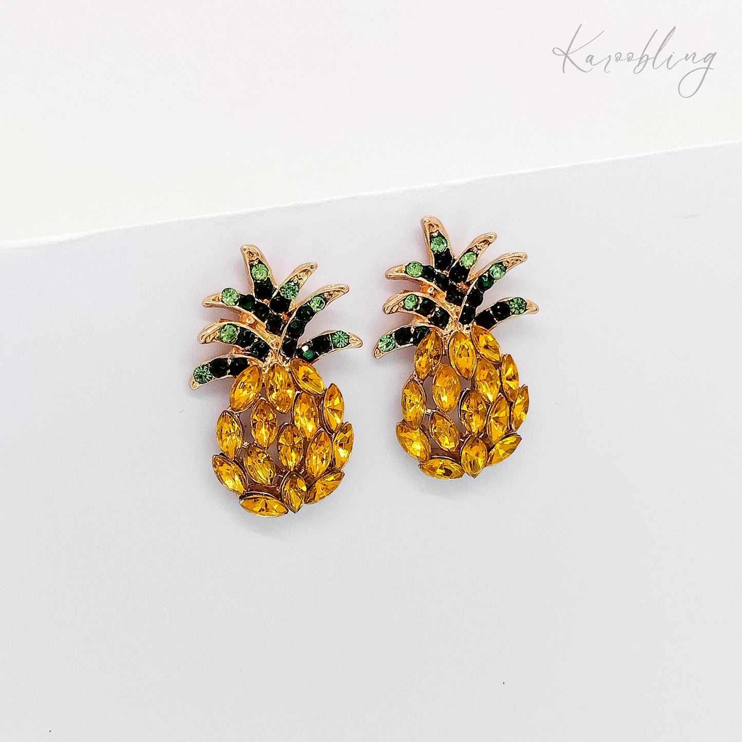 Tropical Pineapple Rhinestone Stud Earrings