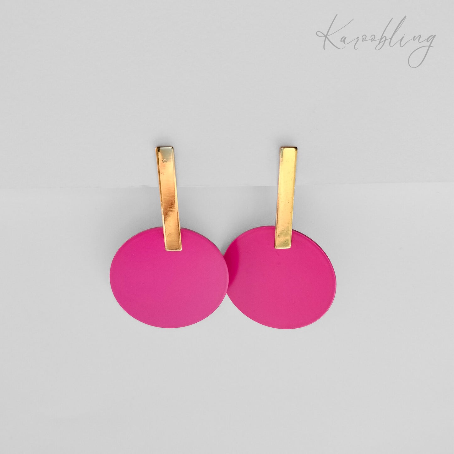 Pink & Gold Geometric Earrings