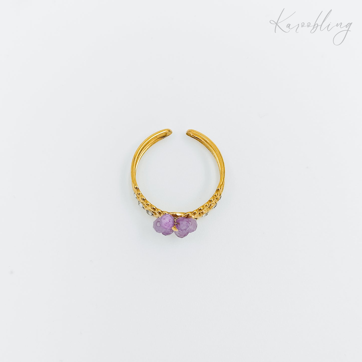 purple flower ring gold plated (water & tarnish proof)
