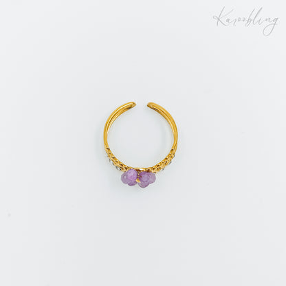 purple flower ring gold plated (water & tarnish proof)