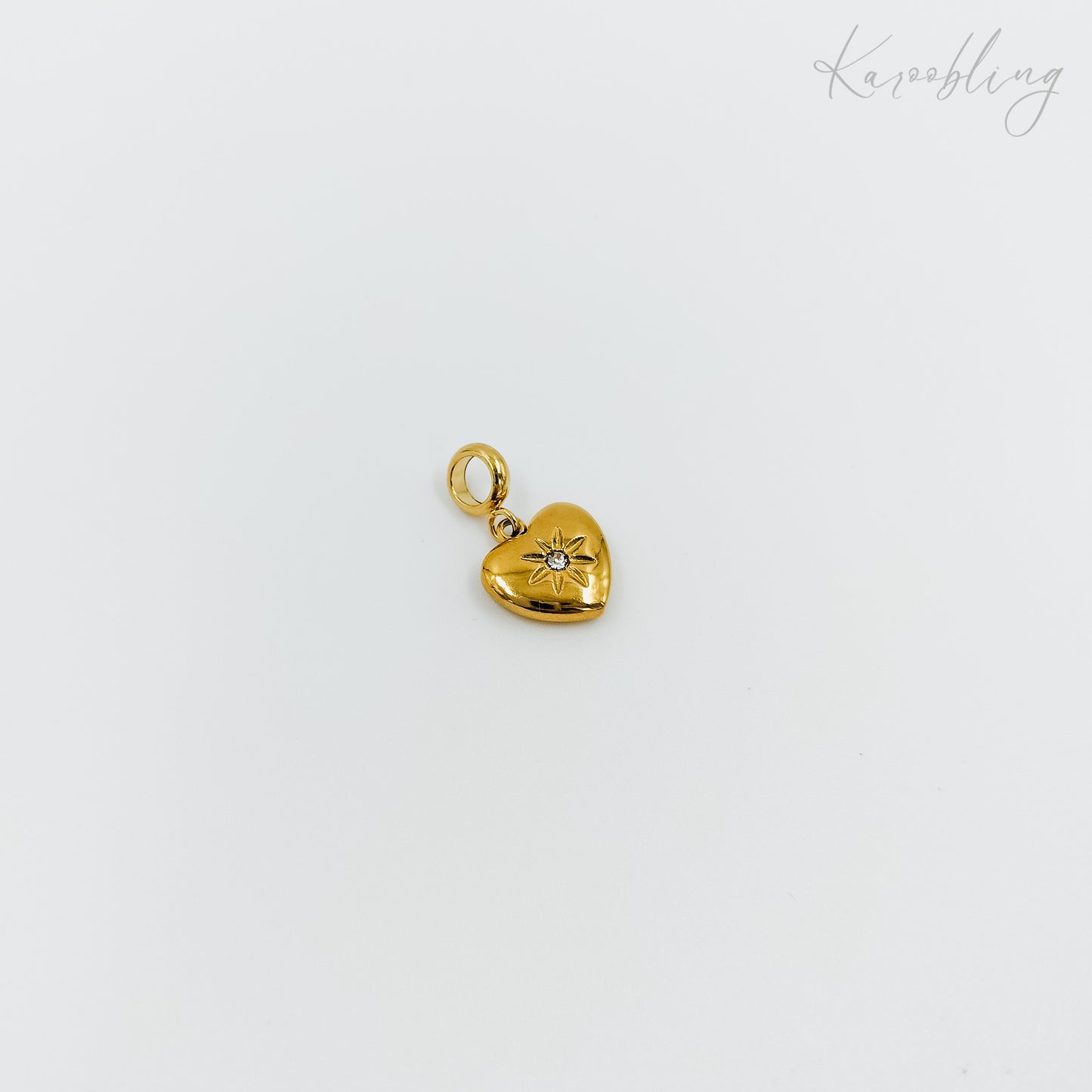 radiant heart cubic zirconia charm gold plated (water & tarnish proof)