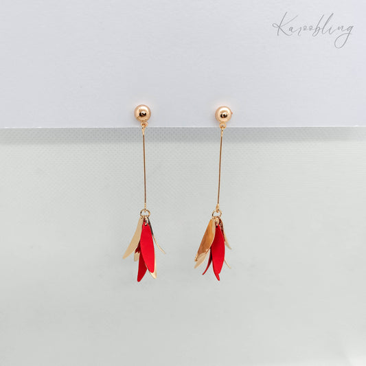 Red Graceful Bloom Dangle Earrings