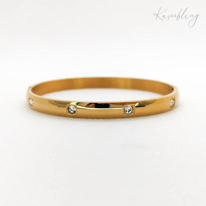 retro stack bangle gold plated