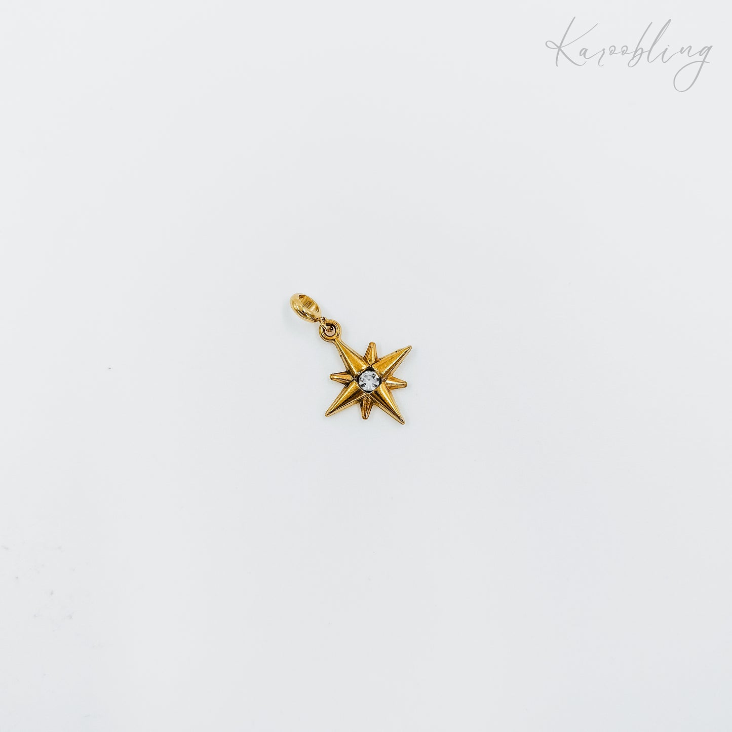 rhinestone starburst charm gold plated (water & tarnish proof)