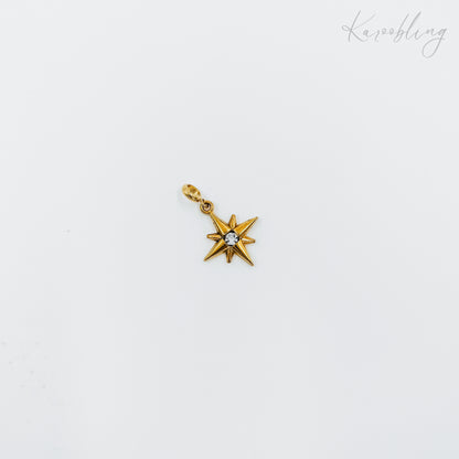 rhinestone starburst charm gold plated (water & tarnish proof)