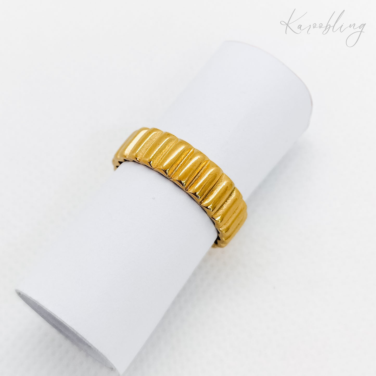 ribbed adjustable ring 18k gold plated (water & tarnish proof)